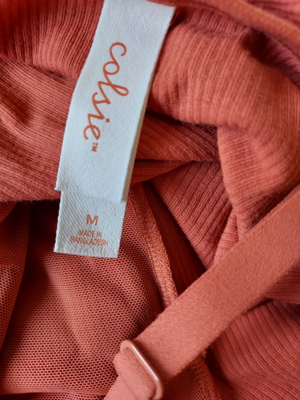 Colsie Ribbed Rust Pink Adjustable-Strap Bodysuit - Picture 4 of 5